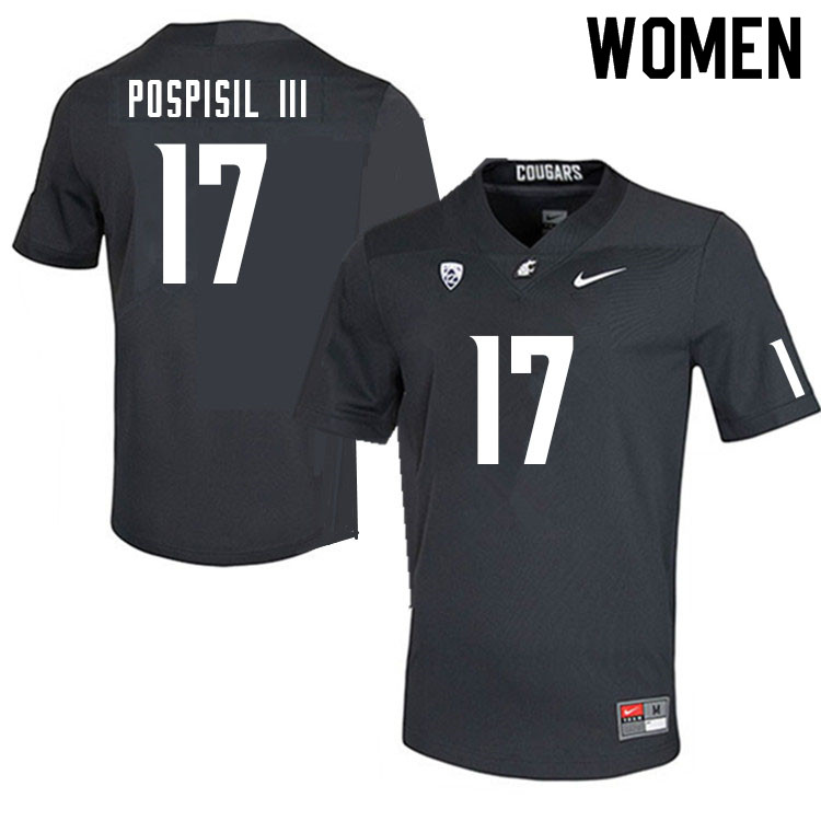 Women #17 Billy Pospisil III Washington State Cougars College Football Jerseys Sale-Charcoal